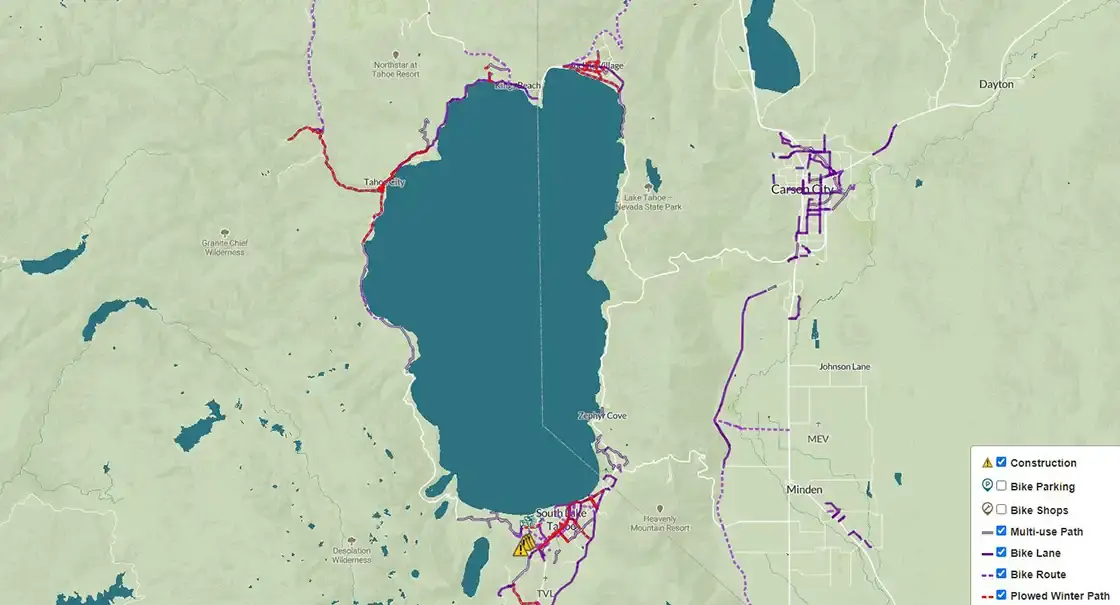 Lake Tahoe Bike Map