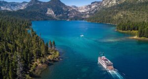 M.S. Dixie II cruising into Emerald Bay Lake Tahoe