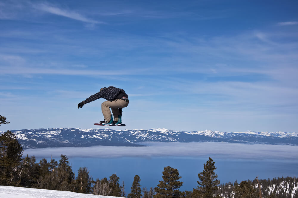Snowboarder at Heavenly Mountain