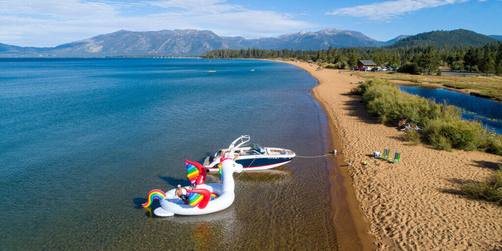 Aerial View of Kiva Beach Lake Tahoe