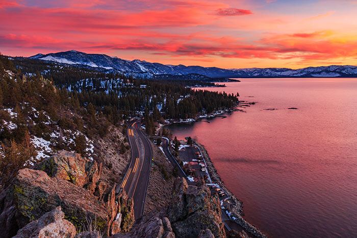 Cave Rock Sunset Lake Tahoe