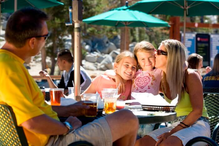 Family dining outside at Heavenly Mountain Resort