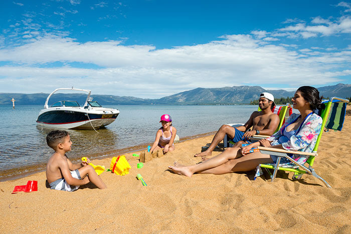 Family enjoying the Beach at Lake Tahoe