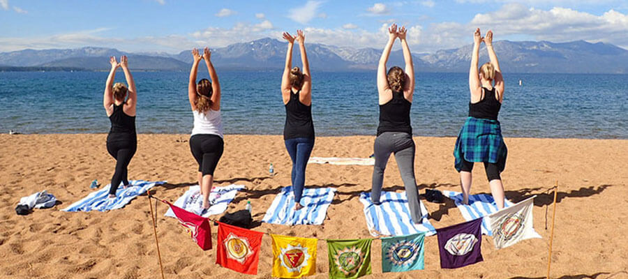 Yoga on the Beach at Lake Tahoe