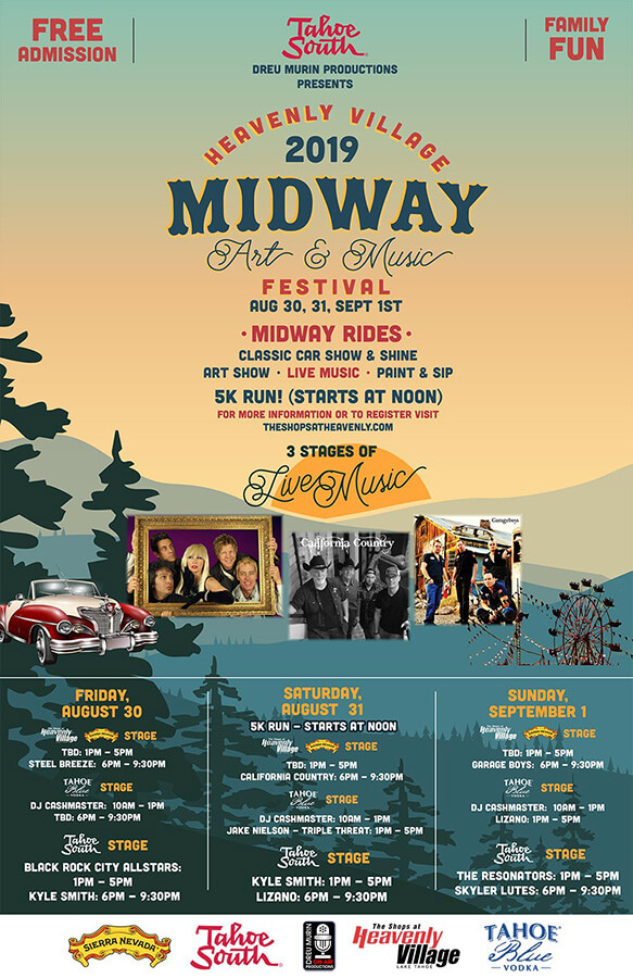 Midway Art & Music Festival Lake Tahoe Labor Day Weekend Heavenly Village