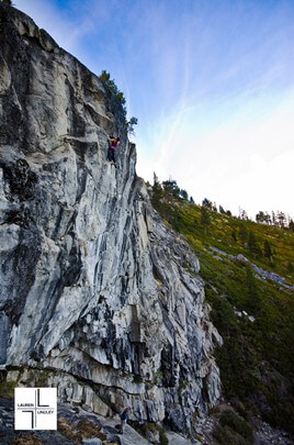 Bouldering face in Fall near Lake Tahoe 