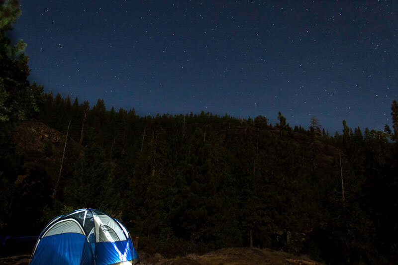 Tent with stars camping Lake Tahoe