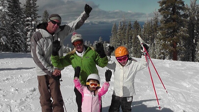 Family Skiing near Lake Tahoe