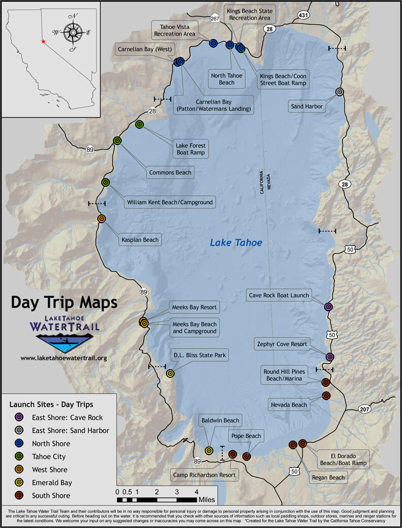 Lake Tahoe Water Trail Visit Lake Tahoe   Lake Tahoe Water Trail Map 