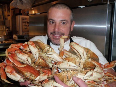 Tahoe man and crabs at local restaurant