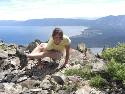 Doing Yoga on Mt. Tallac above Lake Tahoe