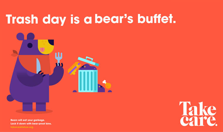 Take Care Lake Tahoe trash day is a bear's buffet