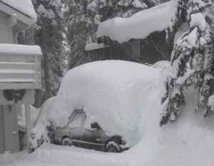 Car buried in the snow Lake Tahoe