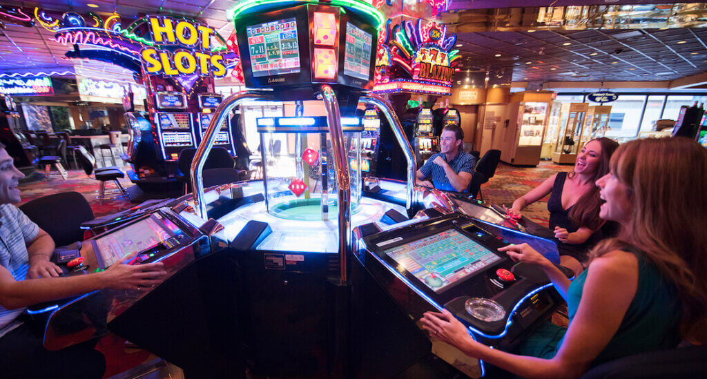 Friends playing video craps at Lake Tahoe Casino