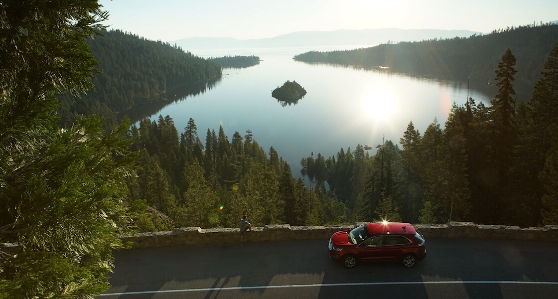 Scenic views of Emerald Bay from the Road