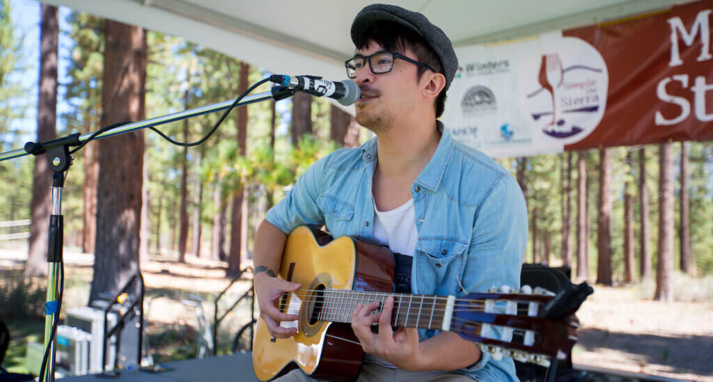 Artist singing at Sample the Sierra