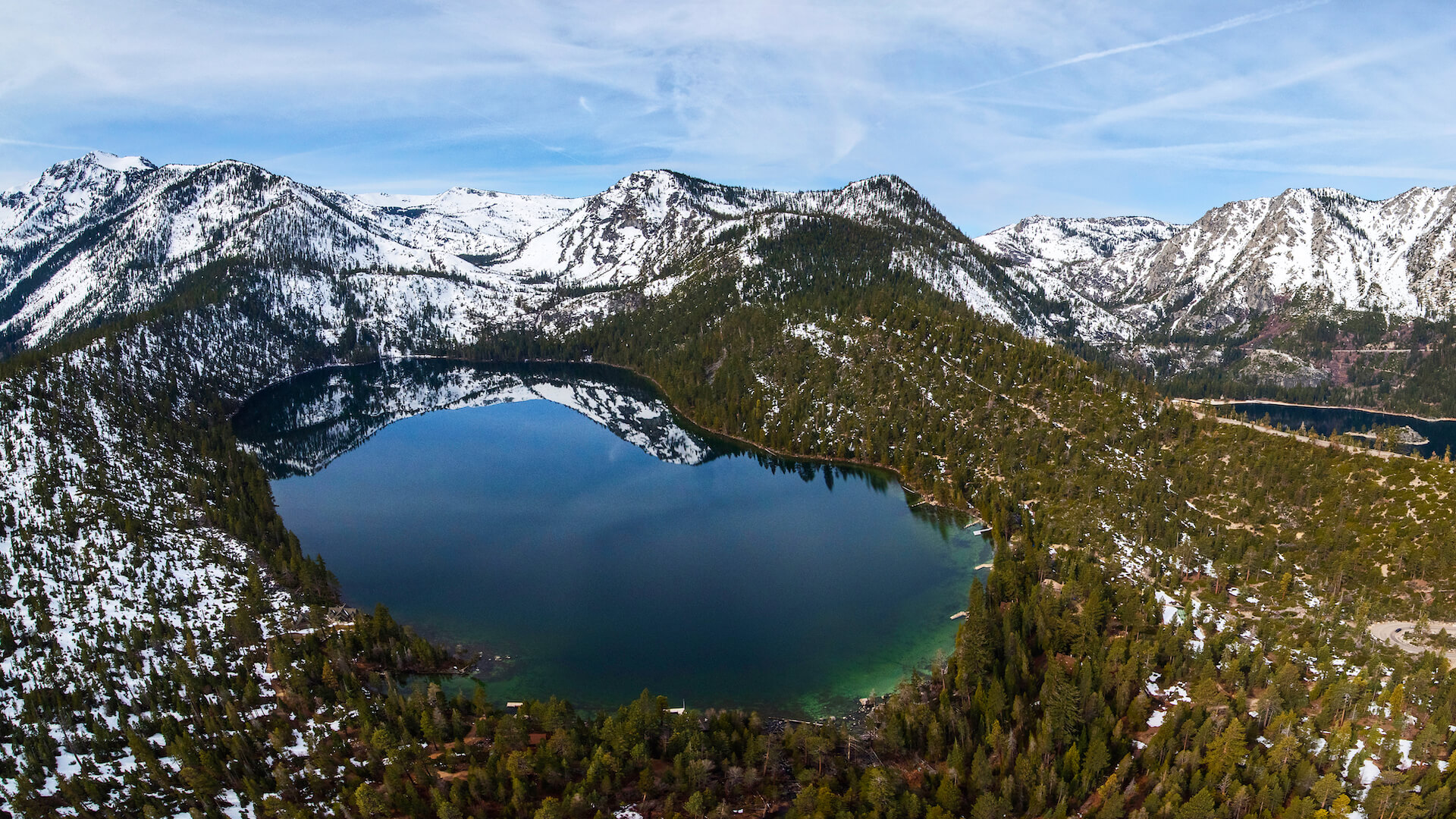 Cascade Lake near Lake Tahoe, aerial photo, California, #38211