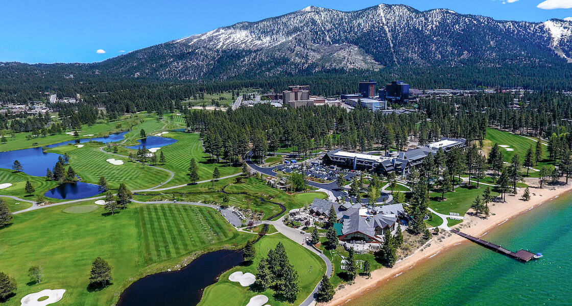 Aerial of Edgewood Golf Course and South Lake Tahoe