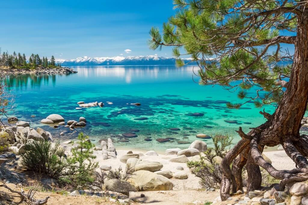 Clear blue water of Lake Tahoe