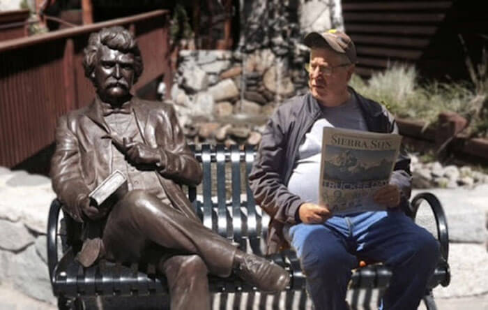 Mark Twain statue in Kings Beach. 