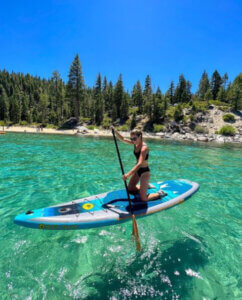 Paddleboarding on Lake Tahoe Rubicon Bay