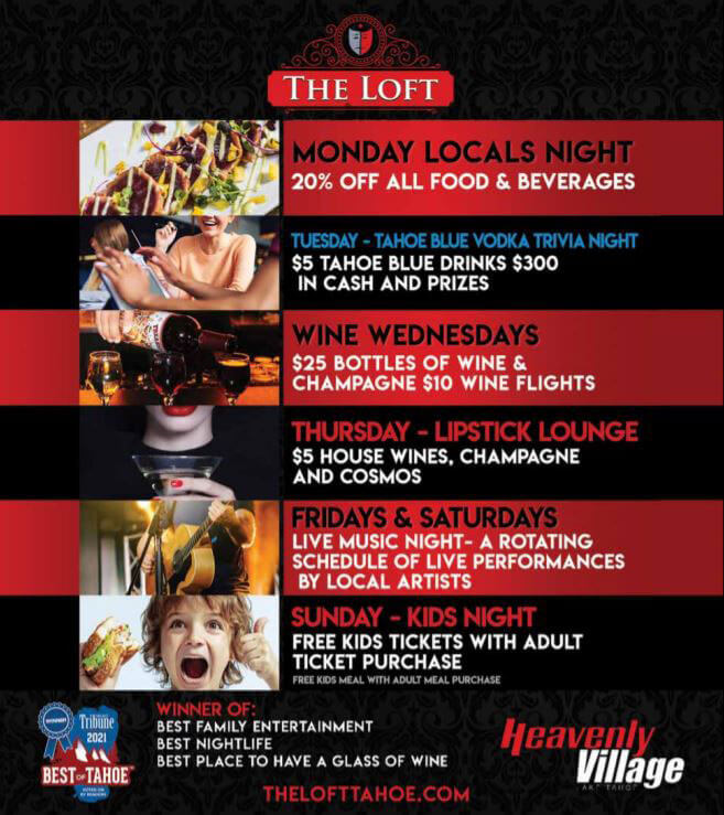 The Loft Tahoe daily promotions