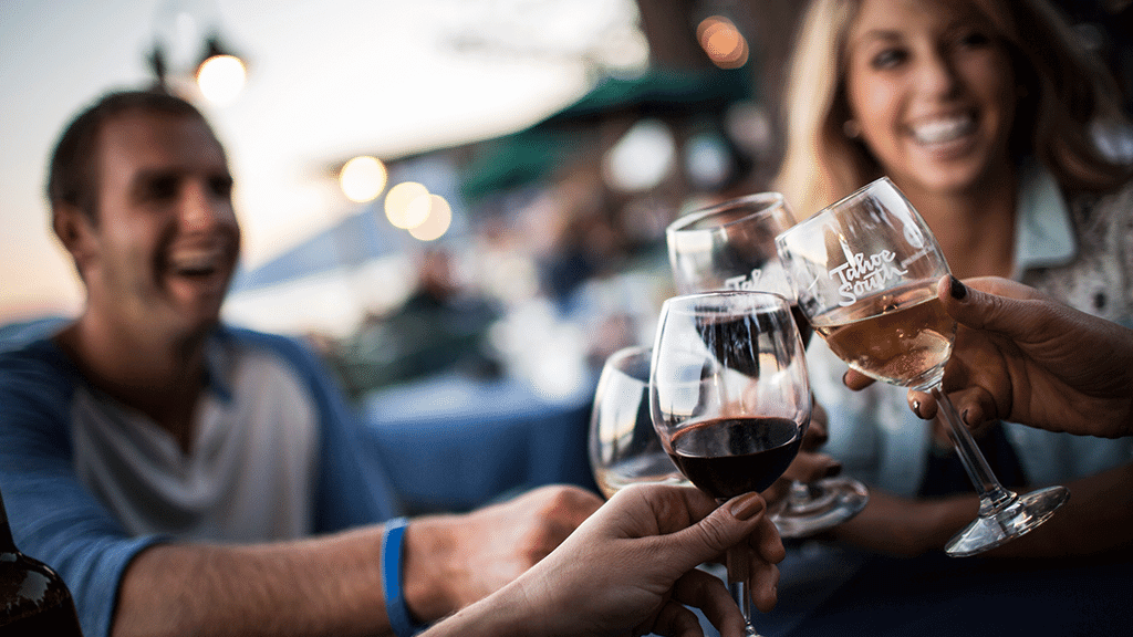 Wine glasses in Lake Tahoe