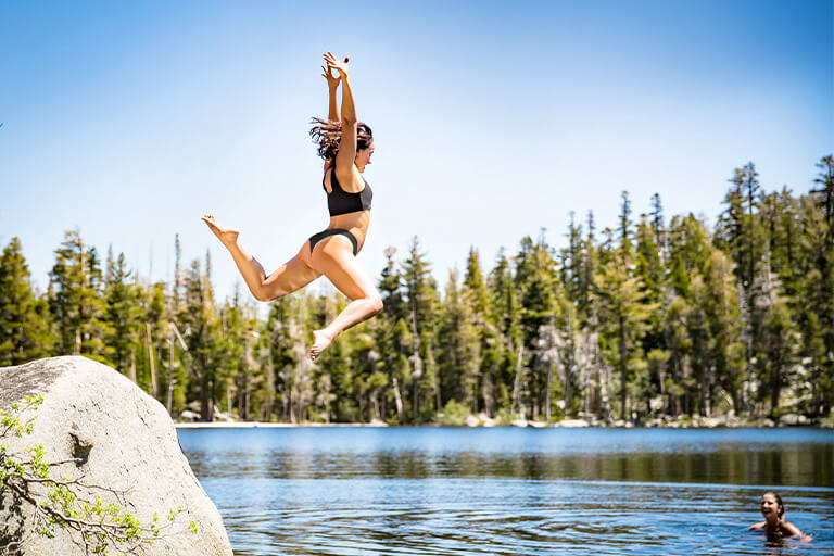 Women Jumping into Lake Tahoe