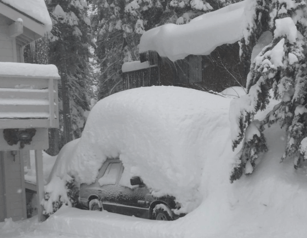 Car buried in the snow Lake Tahoe