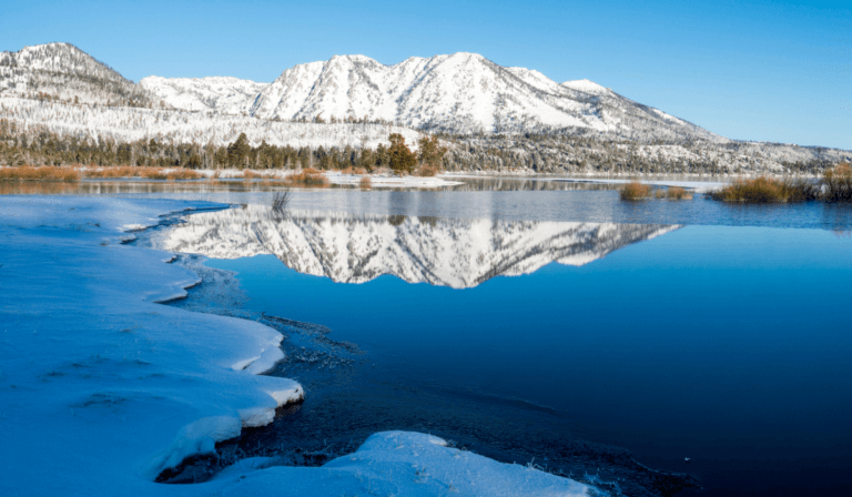 Lake mirrors the sky at Lake Tahoe