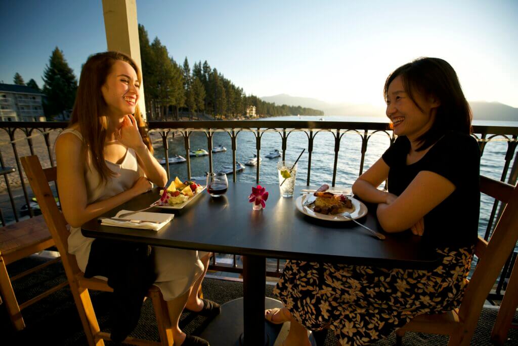Ladies dining outside at the Boathouse on the Pier