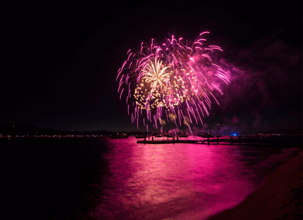 Fireworks over Lake Tahoe