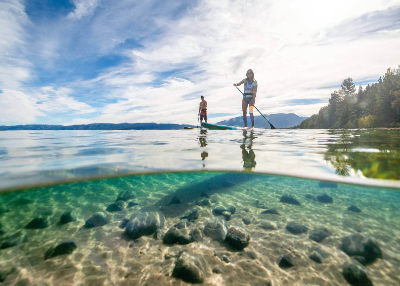people paddleboarding lake tahoe