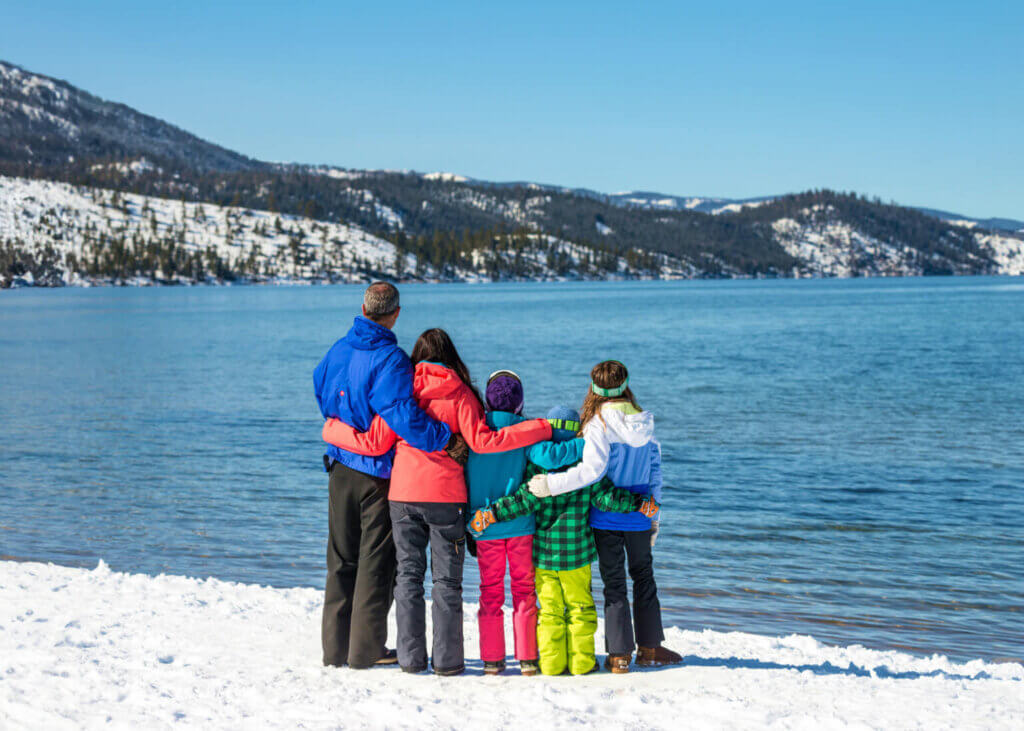 family at kiva beach lake tahoe