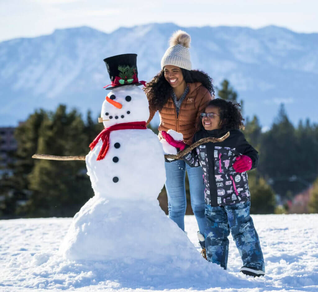 family building snowman in tahoe