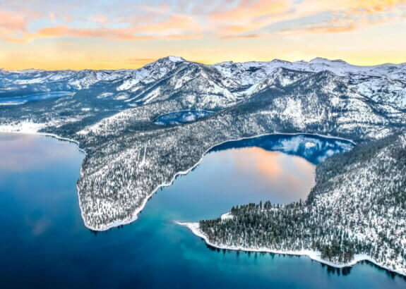 rules to lake by Aerial of Emerald Bay Tahoe
