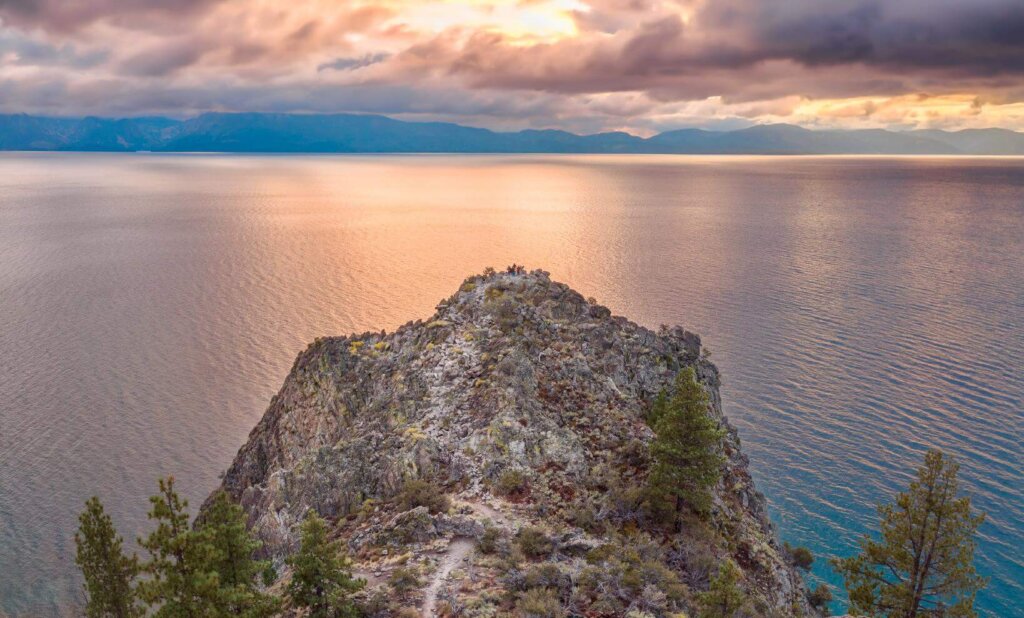 Sunset Cave Rock Lake Tahoe
