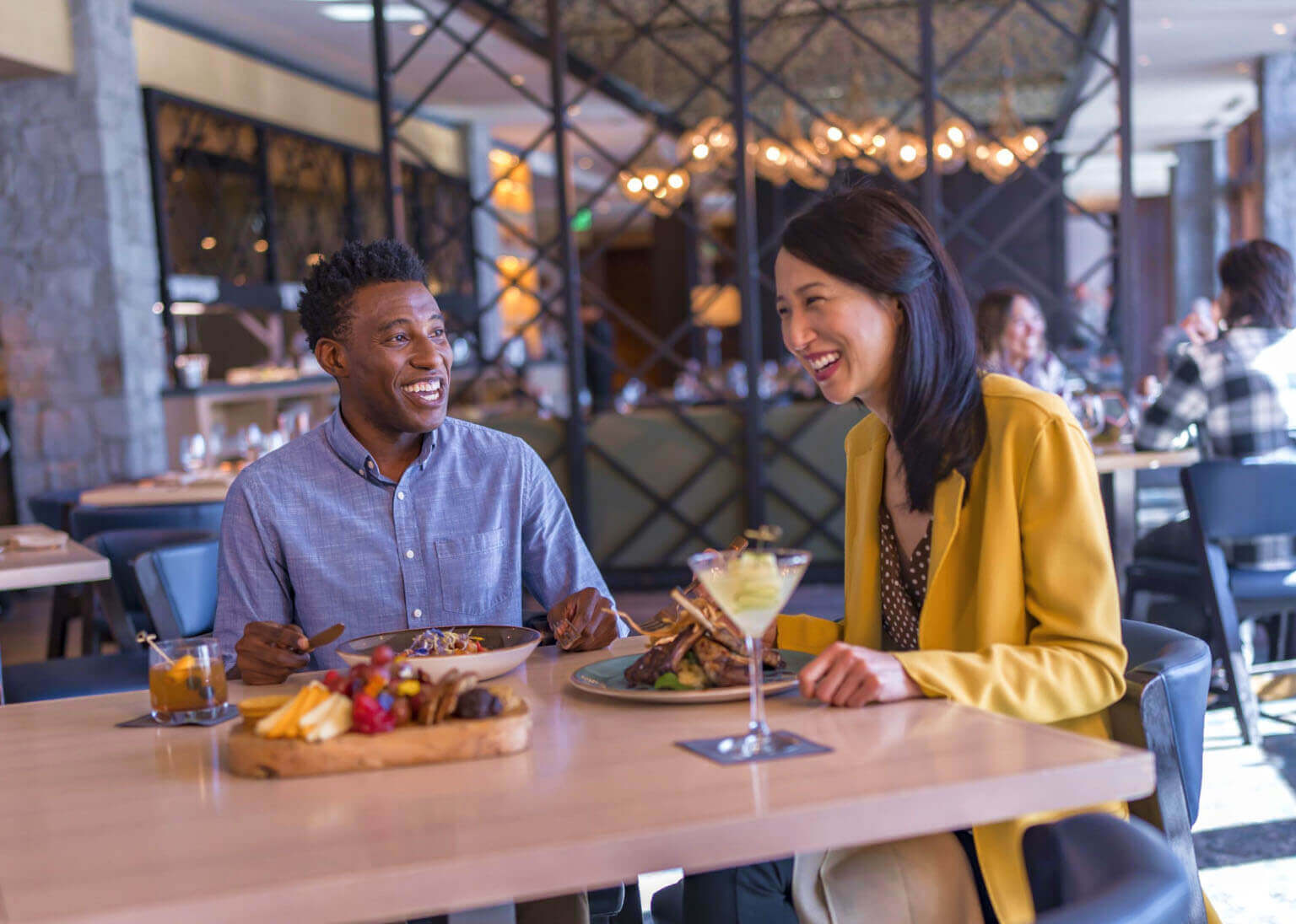 couple dining at lake tahoe restaurant