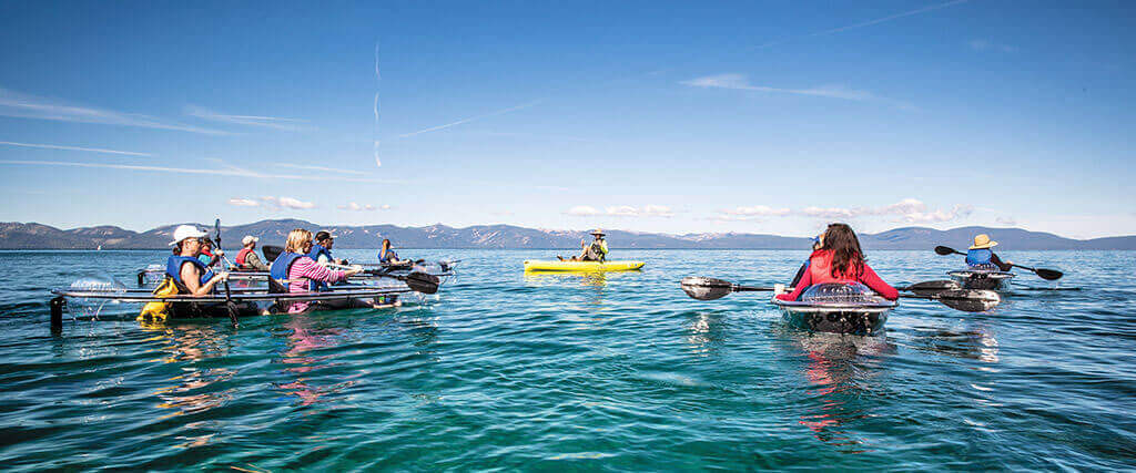 group kayaking lake tahoe