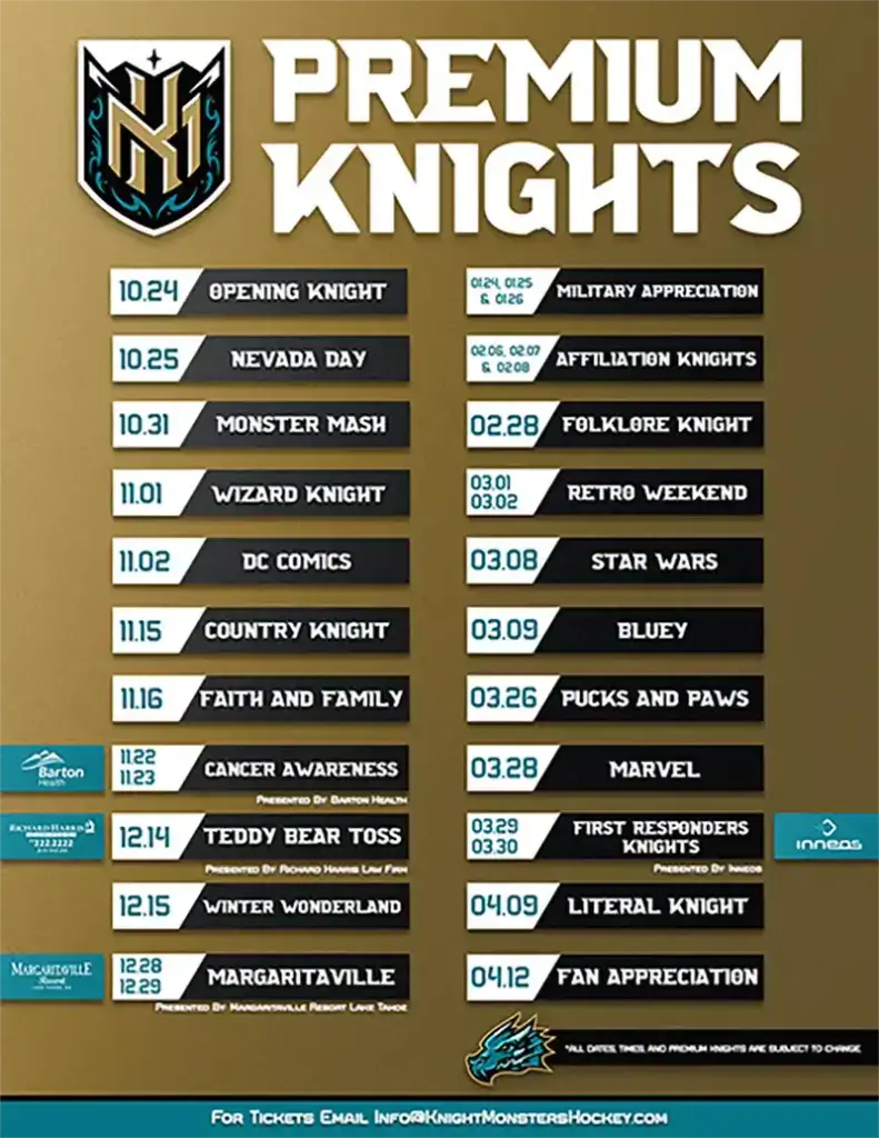 Premium Knights Schedule Tahoe Knight Monsters Hockey