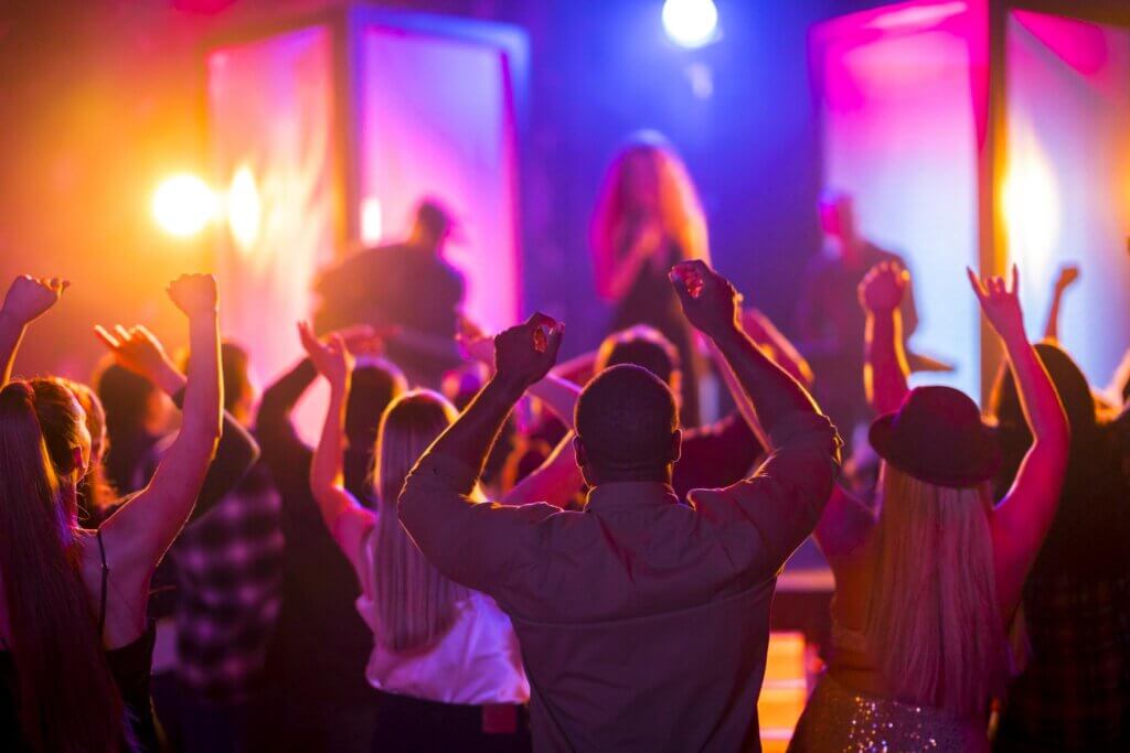 people dancing at a lake tahoe nightclub