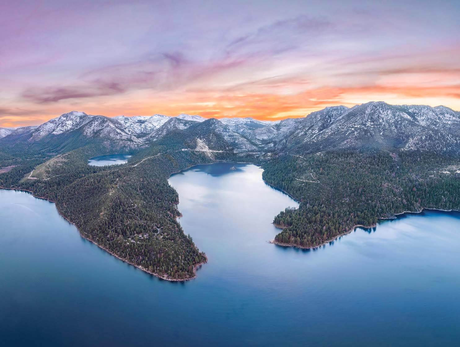 sunset over emerald bay lake tahoe