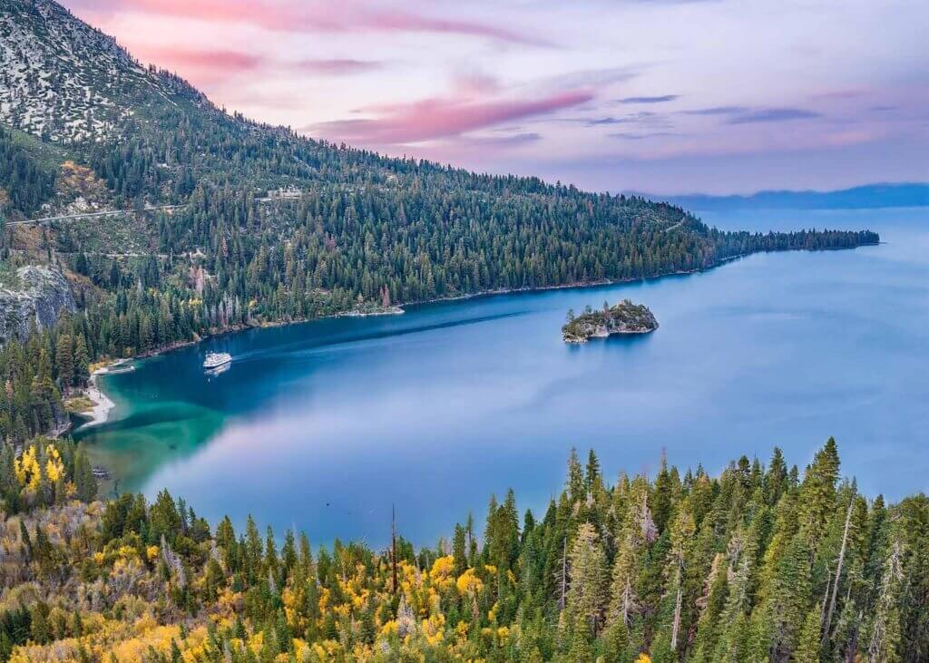 view of emerald bay during fall