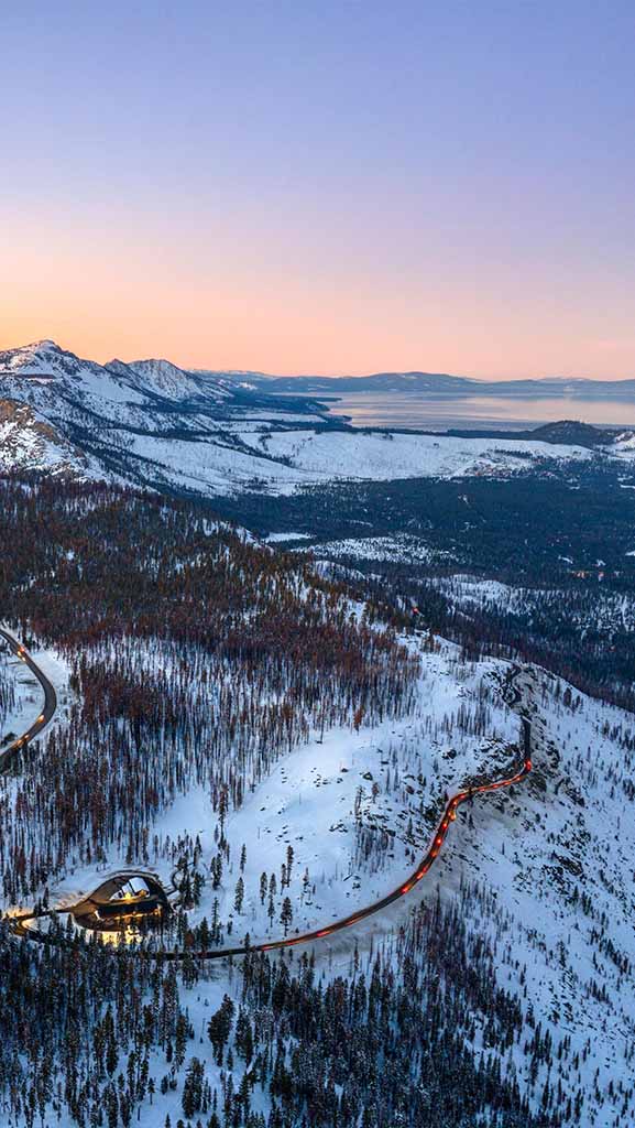 view of south lake tahoe shore winter