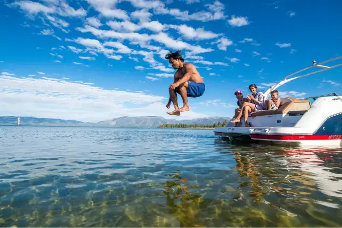 Photo of family having fun at Lake Tahoe on a boat rental