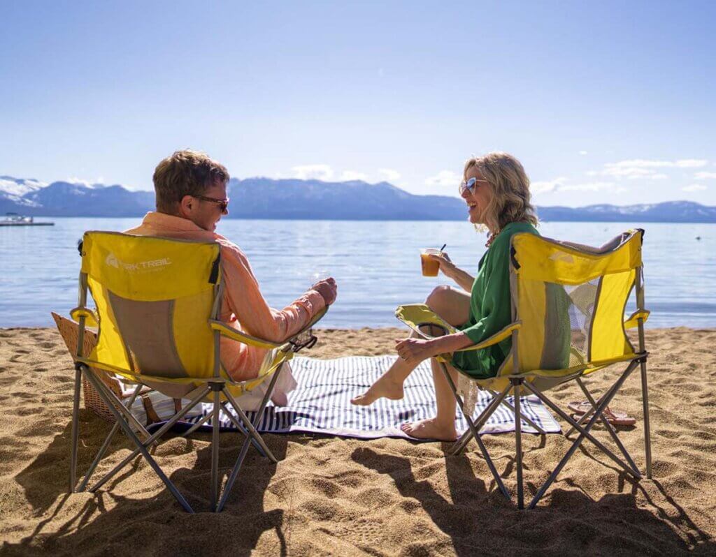 couple at lake tahoe beach