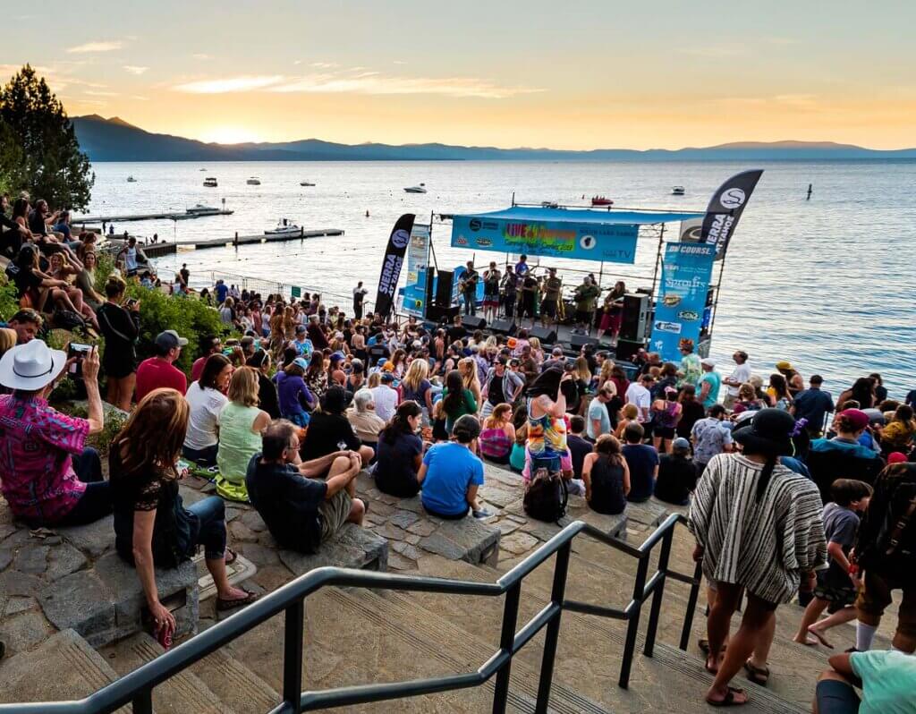 outdoor event at lake tahoe beach