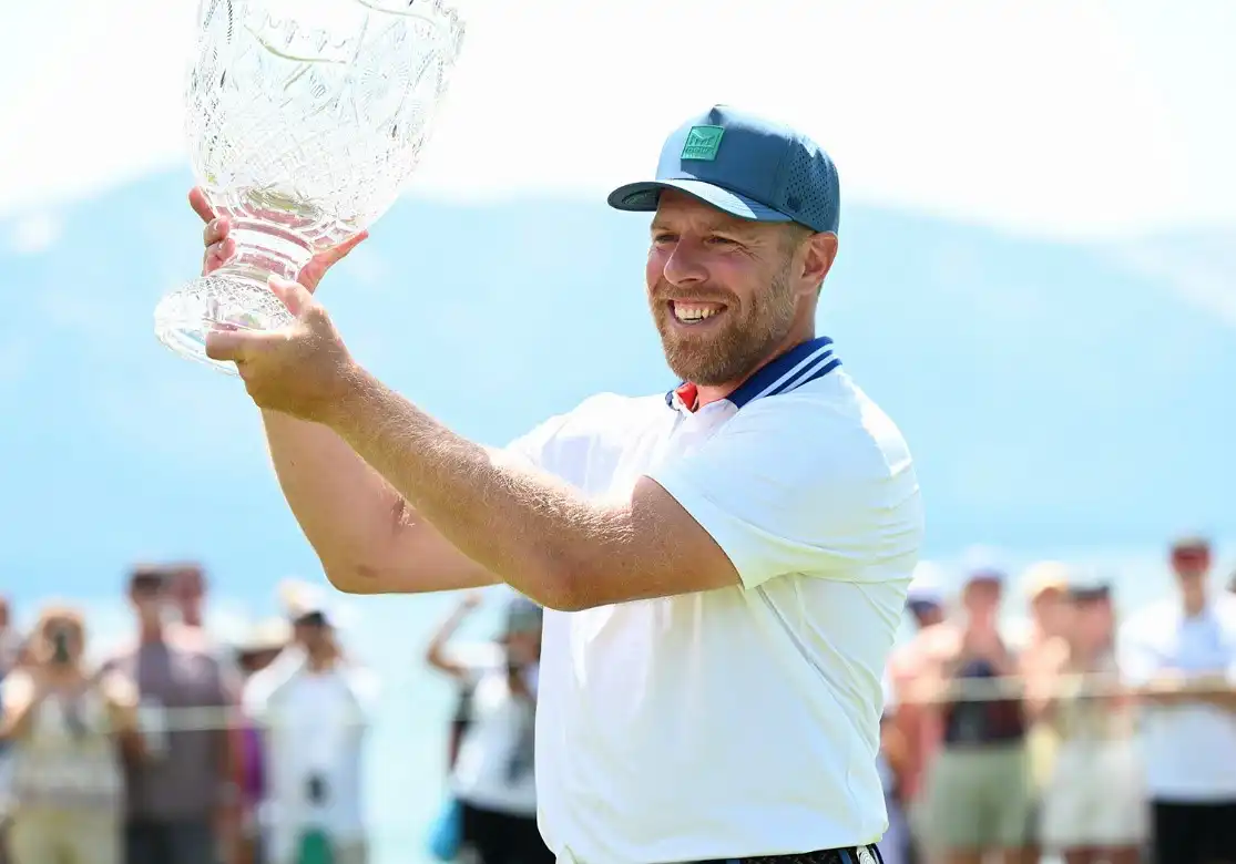 Joe Pavelski, winner of the 36th annual American Century Championship celebrity golf tournament in Lake Tahoe, Nevada. Credit: American Century Championship