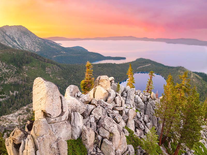 awe at lake tahoe during sunset