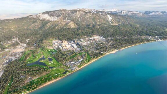 aerial view of south lake tahoe spring